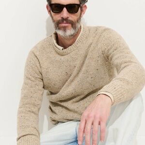 NWT $320 Alex Mill Speckled Donegal Merino Wool Tan Crewneck Sweater